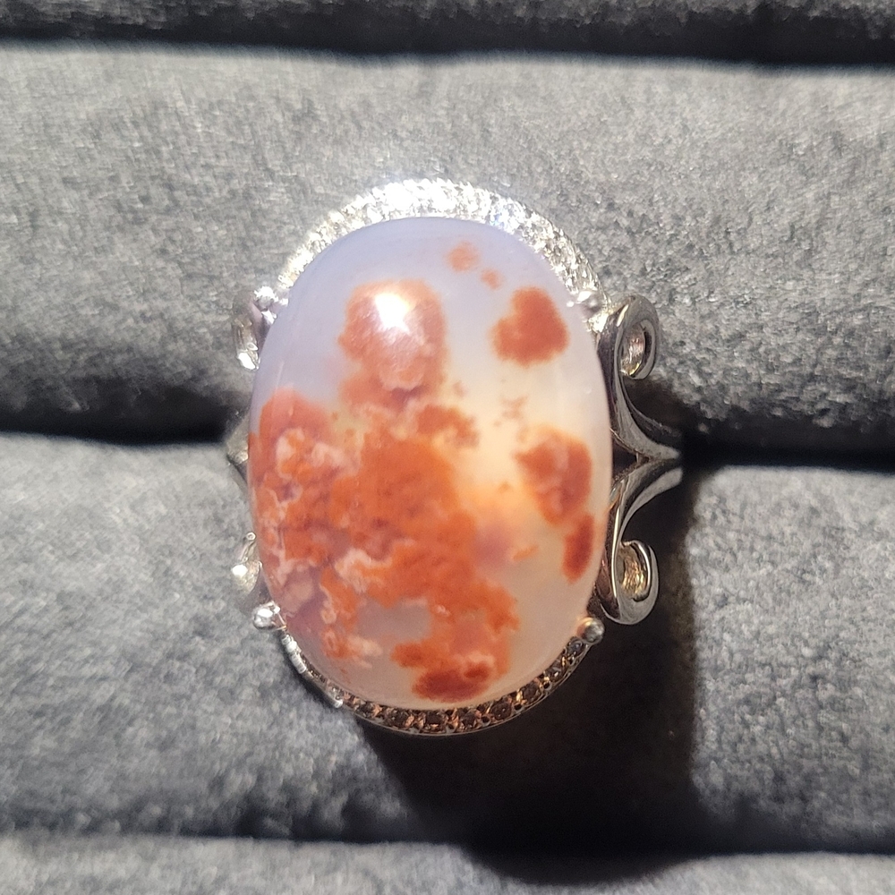 Cinnabar In Quartz Solid Sterling Silver Ring